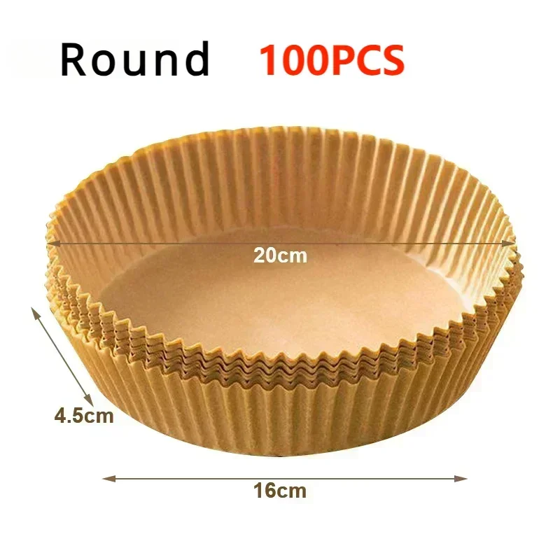 Air Fryer Paper 100pcs Disposable Air Frying Baking Paper Round Square Air Fryer Liners Baking Paper Air Fryer Accessories 50pcs