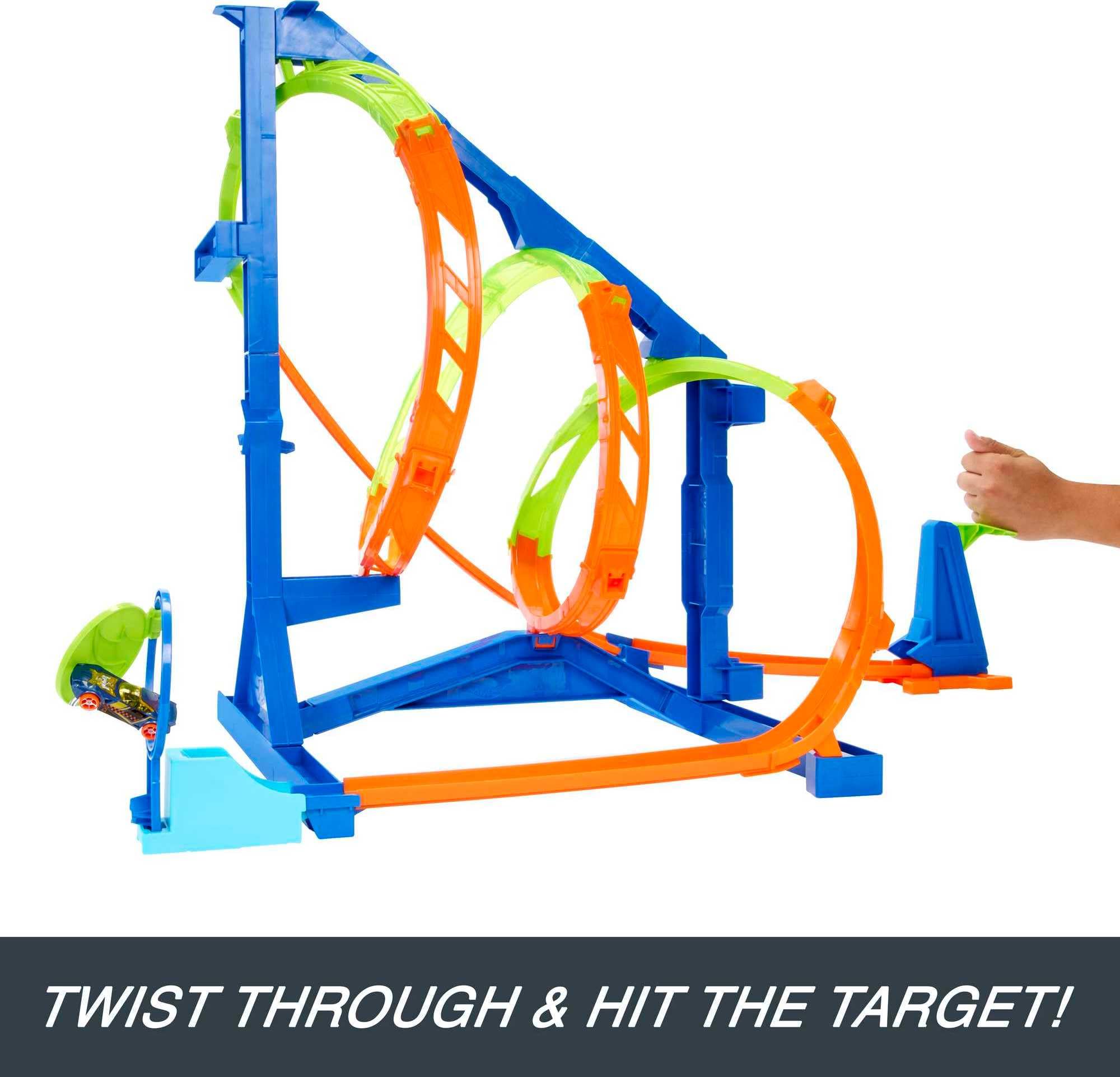 Hot Wheels Toy Car Track Set Corkscrew Twist Kit with 1:64 Scale Car, 2 Ways to Play, Connects to Other Tracks