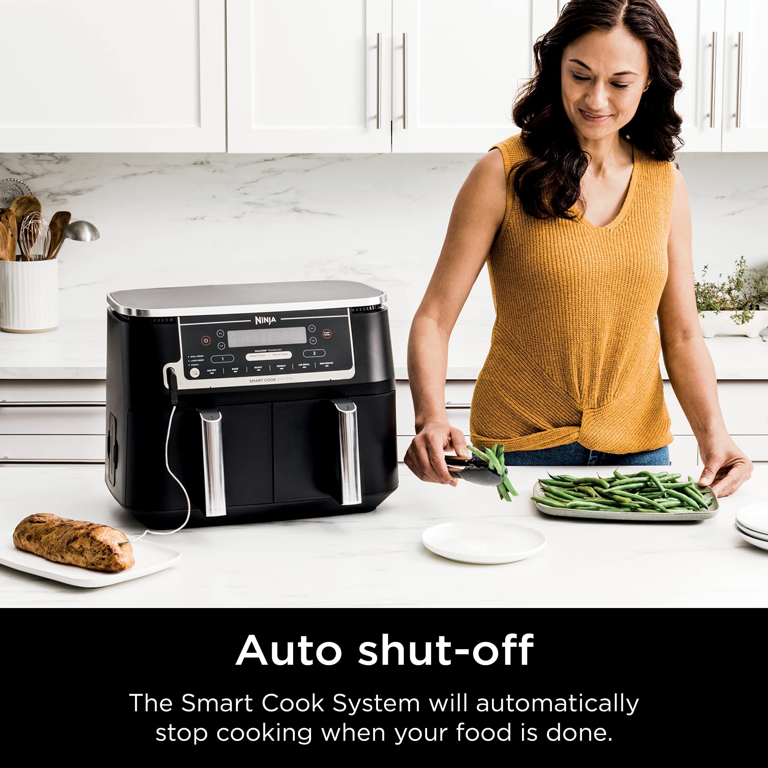 Ninja DZ401 Foodi DualZone XL 2-Basket Air Fryer with 2 Independent Frying Baskets, Match Cook & Smart Finish to Roast, Broil, Dehydrate & More for Quick, Easy Family-Sized Meals (Renewed)
