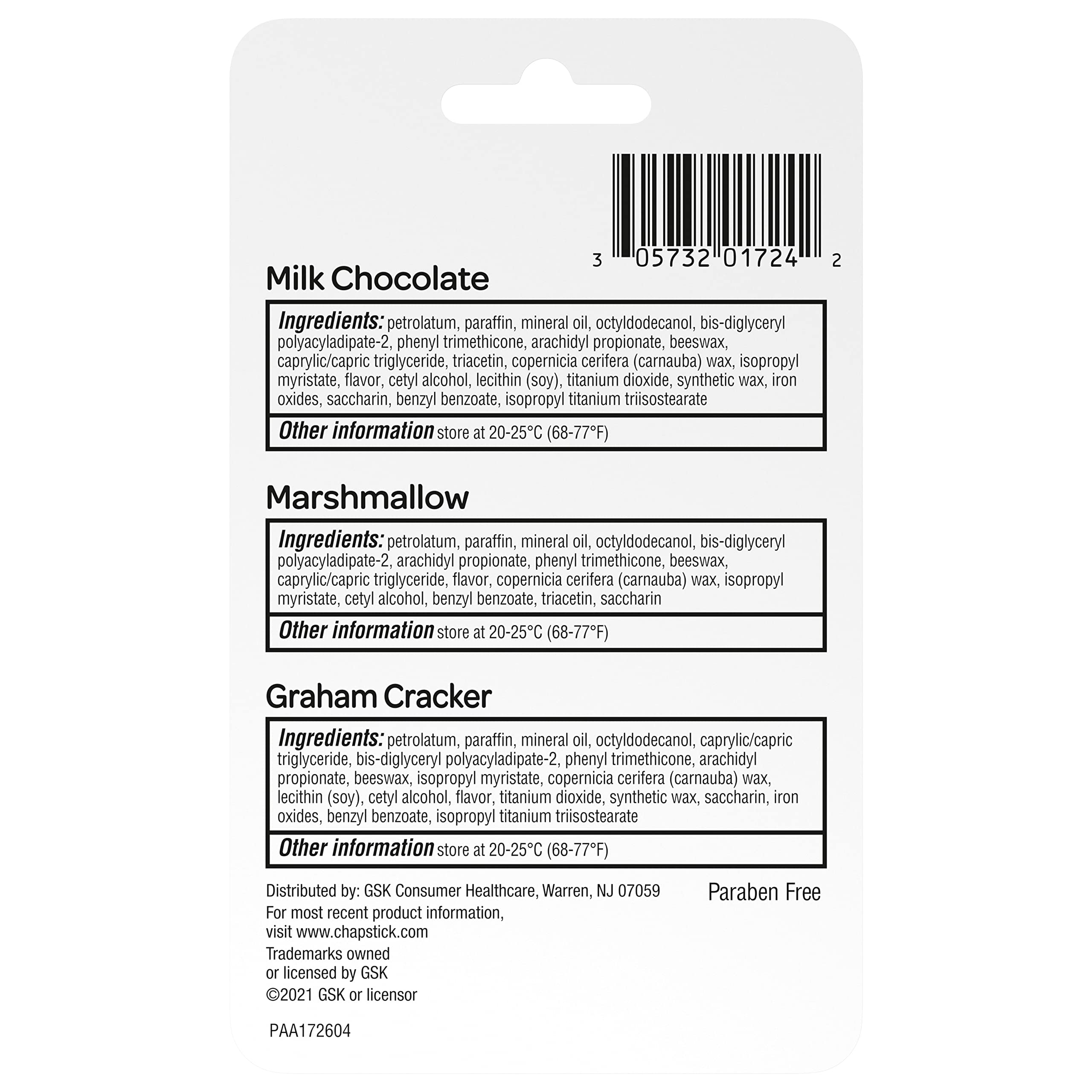 ChapStick (3 Sticks) S'mores Collection flavor skin Protectant Flavored Lip Balm Tube, 0.45 Oz Each