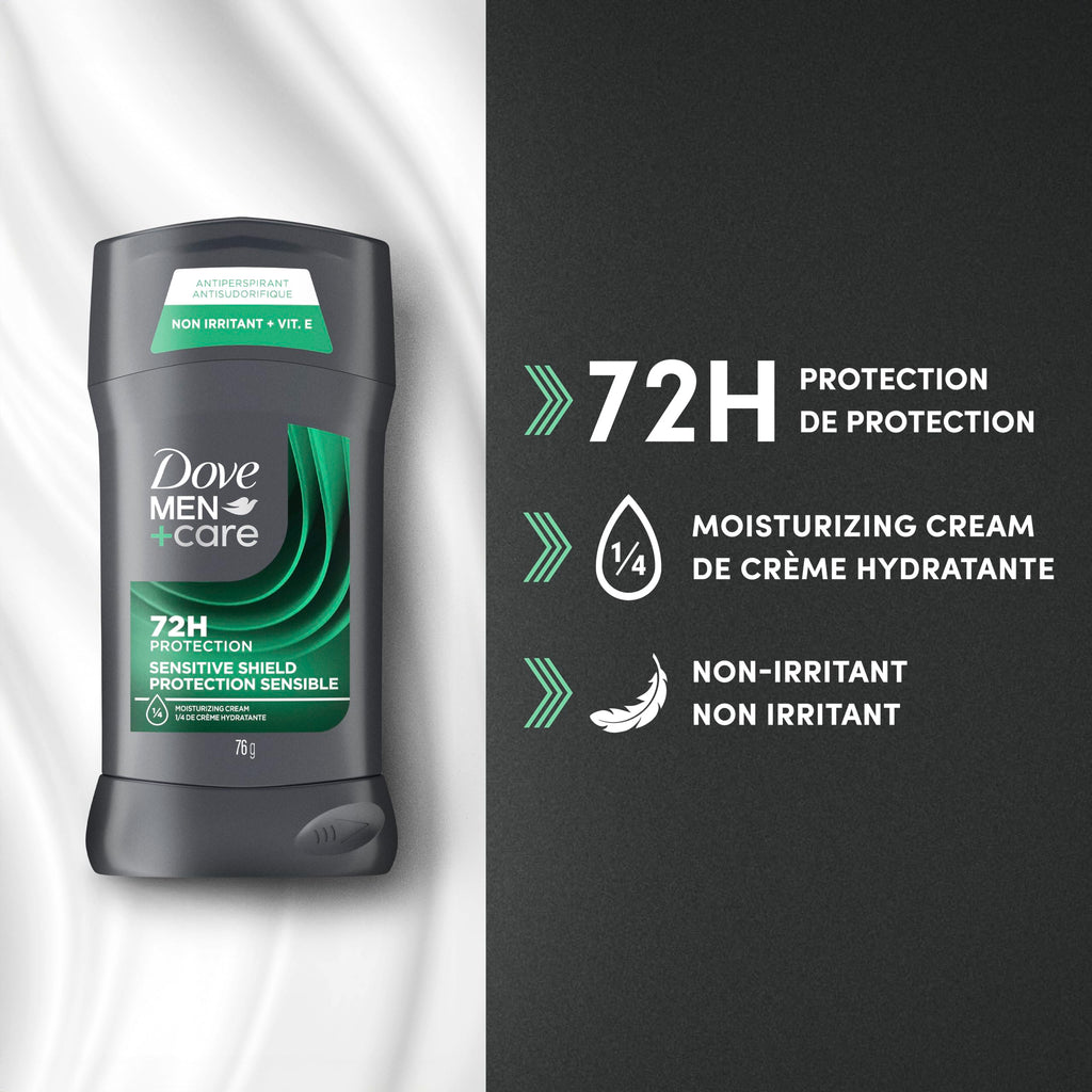 Dove Men+Care Antiperspirant Stick for 72H sweat & odour protection Sensitive Shield with vitamin E and ¼ moisturizing cream, 76g