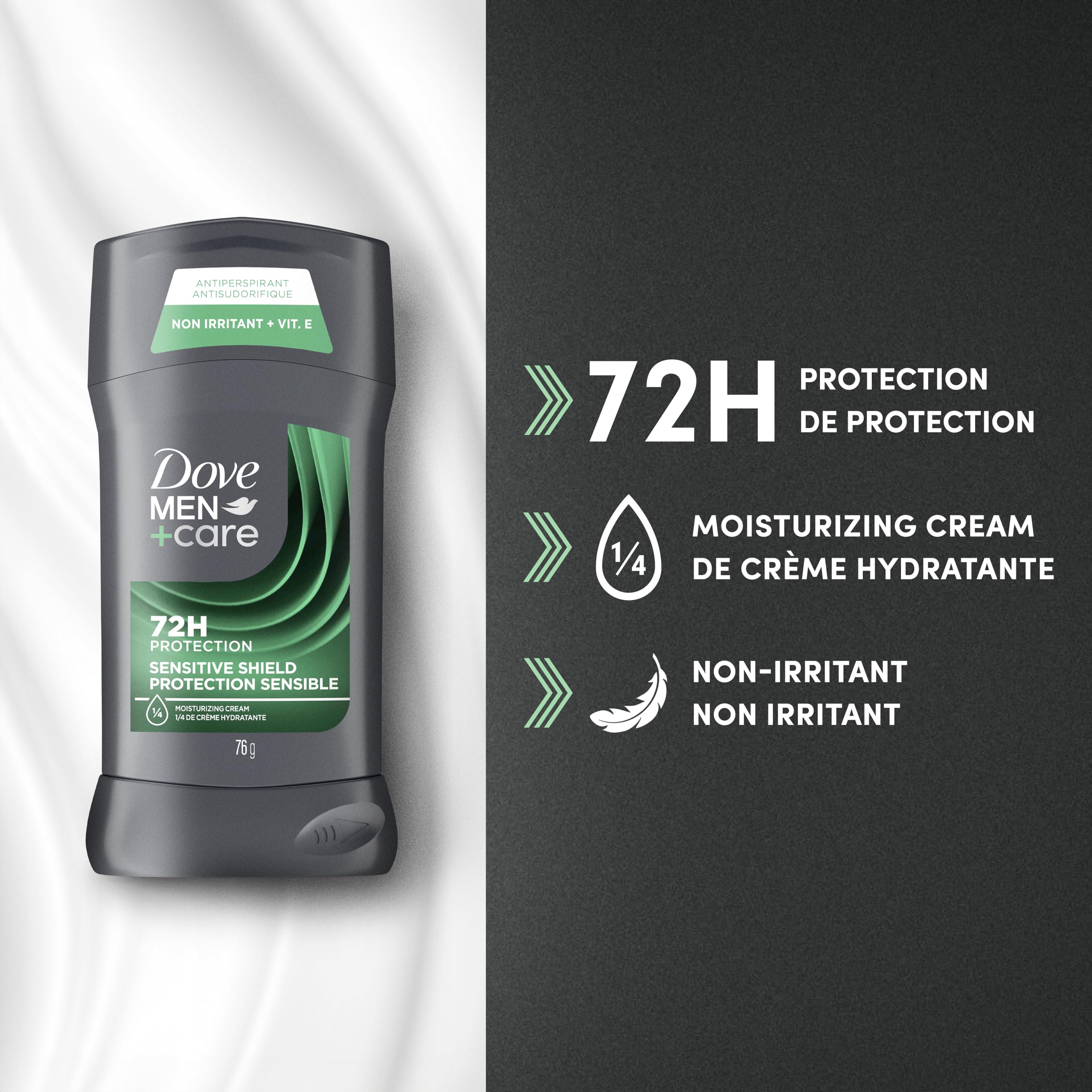 Dove Men+Care Antiperspirant Stick for 72H sweat & odour protection Sensitive Shield with vitamin E and ¼ moisturizing cream, 76g
