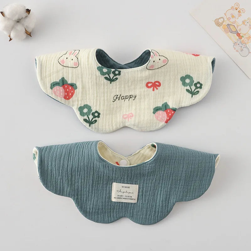 New Two-sided Usable Baby Feeding Drool Bib Infants Wave Lace Saliva Towel Soft Cotton Burp Cloth For Newborn Toddler Kids Bibs