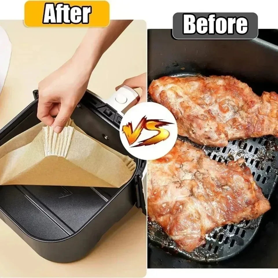 50/100pcs Air Fryer Grease Absorbent For Household Baking Pans With Thickened Silicone Paper Pads