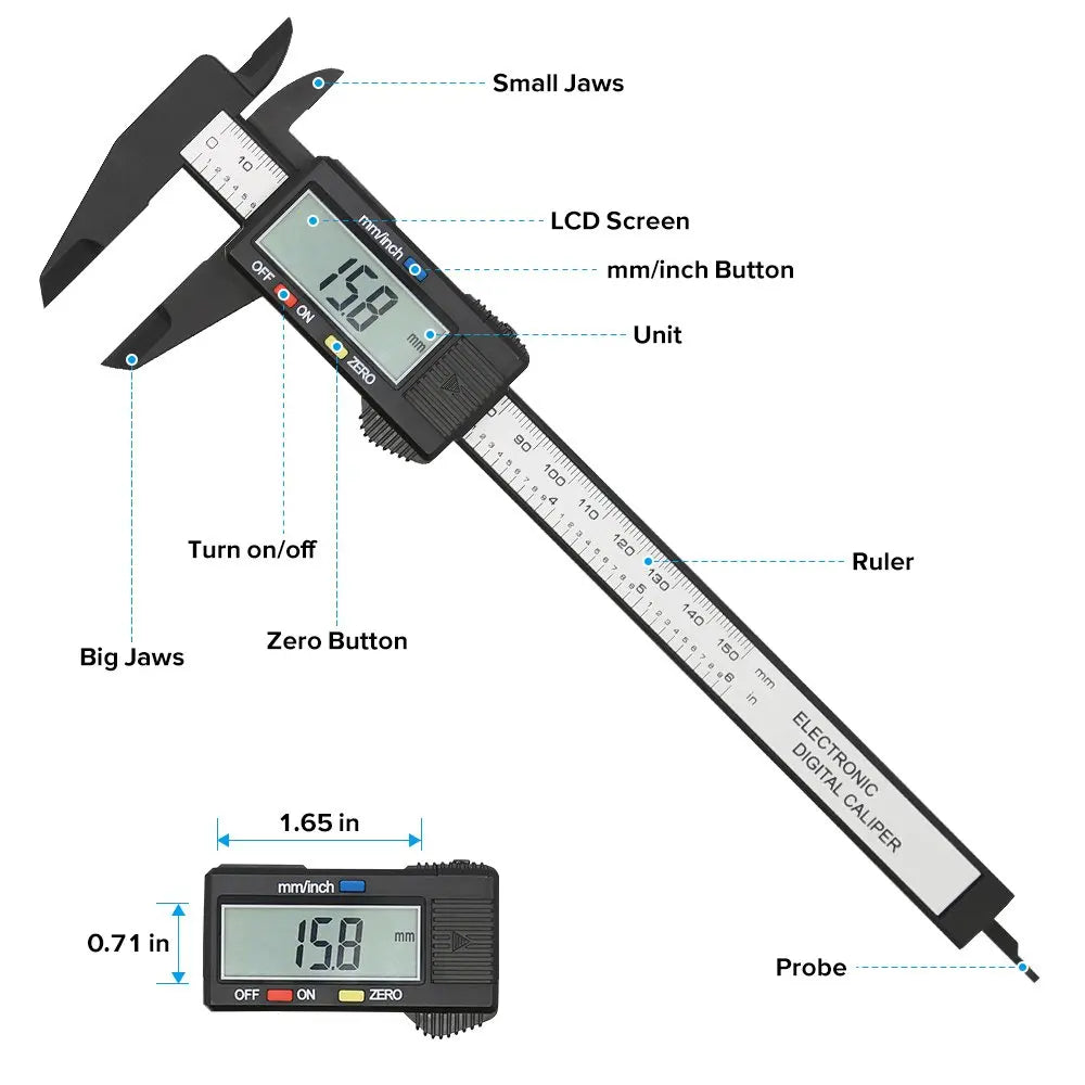 0-150mm High Strength Plastic Student Home Woodworking Gap Play Measuring Calipers Electronic Digital Calipers