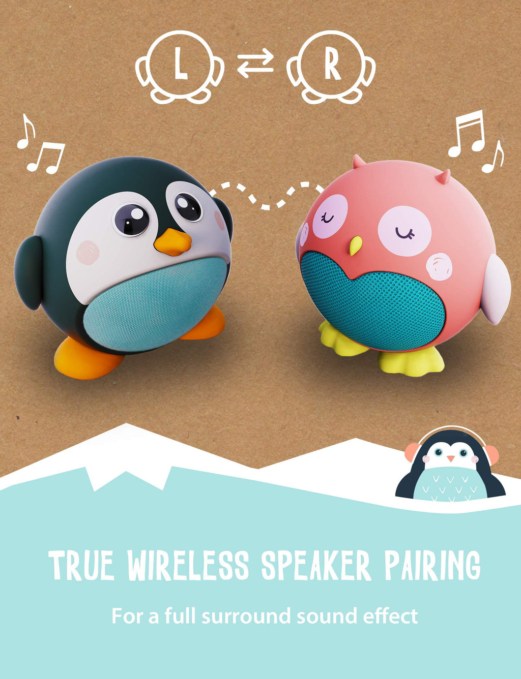 Planet Buddies Owl, Bluetooth Speakers Portable with Great Sound, 33-Foot Bluetooth Range and Built-in Mic. Wireless Speaker for iPhone, Samsung, and More