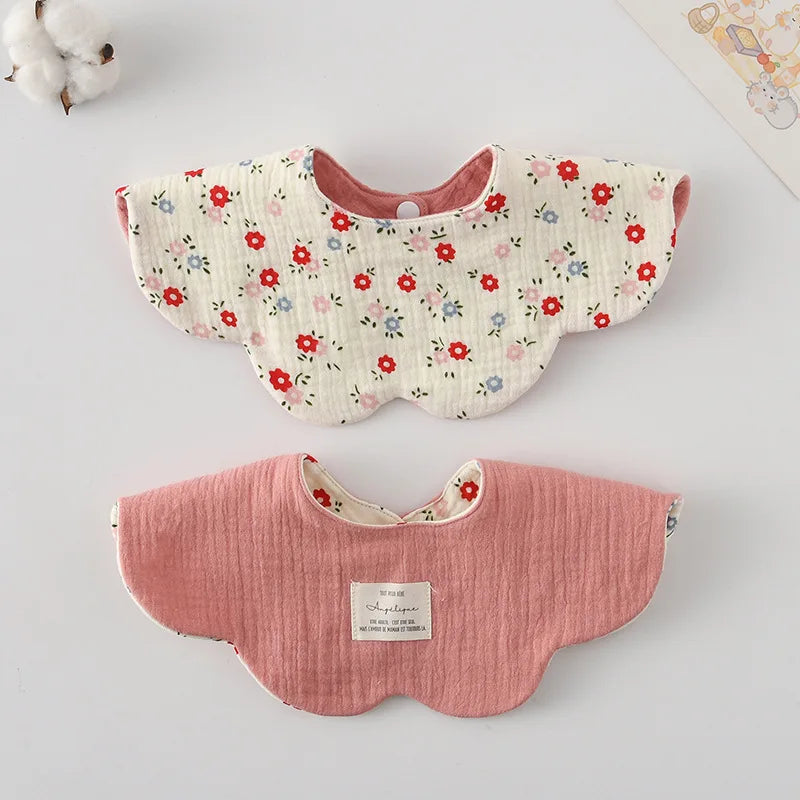 New Two-sided Usable Baby Feeding Drool Bib Infants Wave Lace Saliva Towel Soft Cotton Burp Cloth For Newborn Toddler Kids Bibs