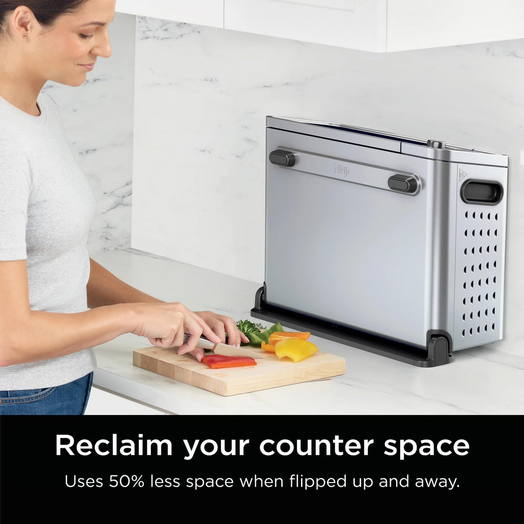 Ninja FT205CO 10-in-1 Digital Air Fry Oven with Extra Large Capacity, Extended Height, Stainless Steel Body, and Temperature Control (Silver and Black, Renewed)
