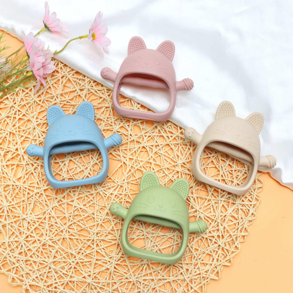 KEIKAI Bright Smiles - Baby Teething Toys, BPA Free 2 Pack Teether Set Toys for Baby 3M+, Silicone Mitten Glove Teether for Comfort Needs, Hand Pacifier Chew Toys for Teething Pain Relief, Baby Pacifier Toys