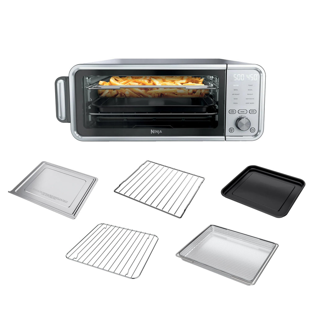 Ninja FT205CO 10-in-1 Digital Air Fry Oven with Extra Large Capacity, Extended Height, Stainless Steel Body, and Temperature Control (Silver and Black, Renewed)