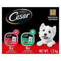 CESAR Home Delights Adult Wet Dog Food - 6 Beef Stew and 6 Hearty Chicken and Noodle Dinner in Sauce