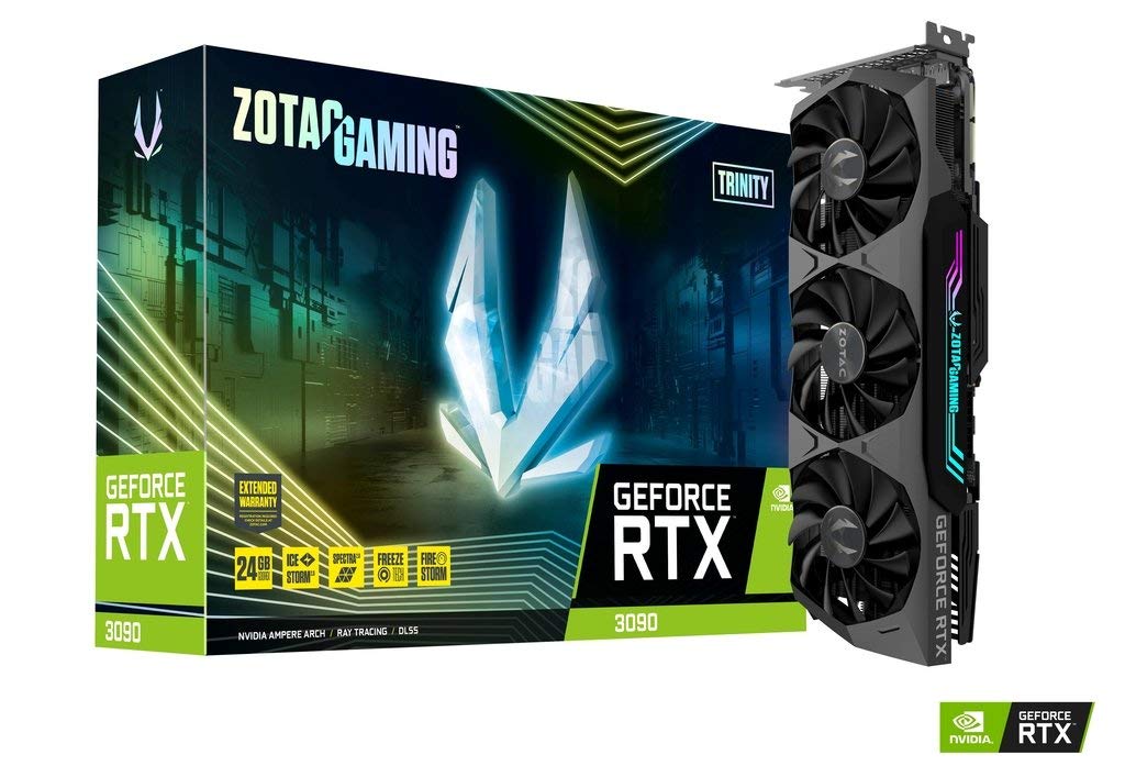 ZOTAC Gaming GeForce RTX 3090 Trinity 24GB GDDR6X 384-bit 19.5 Gbps PCIE 4.0 Gaming Graphics Card, IceStorm 2.0 Advanced Cooling, Spectra 2.0 RGB Lighting, ZT-A30900D-10P