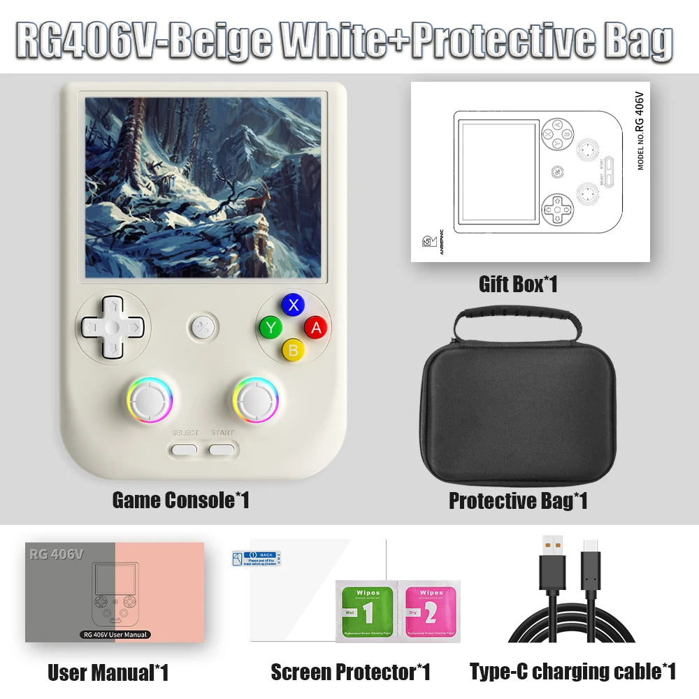 Anbernic RG406V Handheld Game Console RG 406V 4-inch IPS Multi-touch Screen Retro Game Console 128G UFS2.2 Android 13 5500mAh