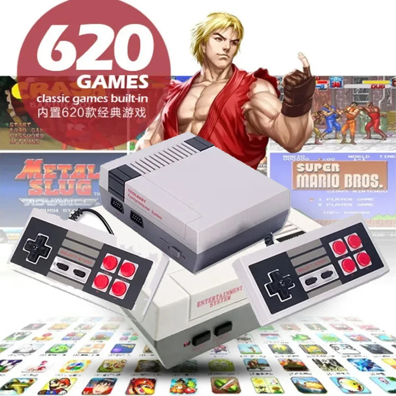 Retro Game Console Classic Mini Video Game System Built-in 620 AV Games 8-Bit FC Nes TV Console for Adults and Kids Gift