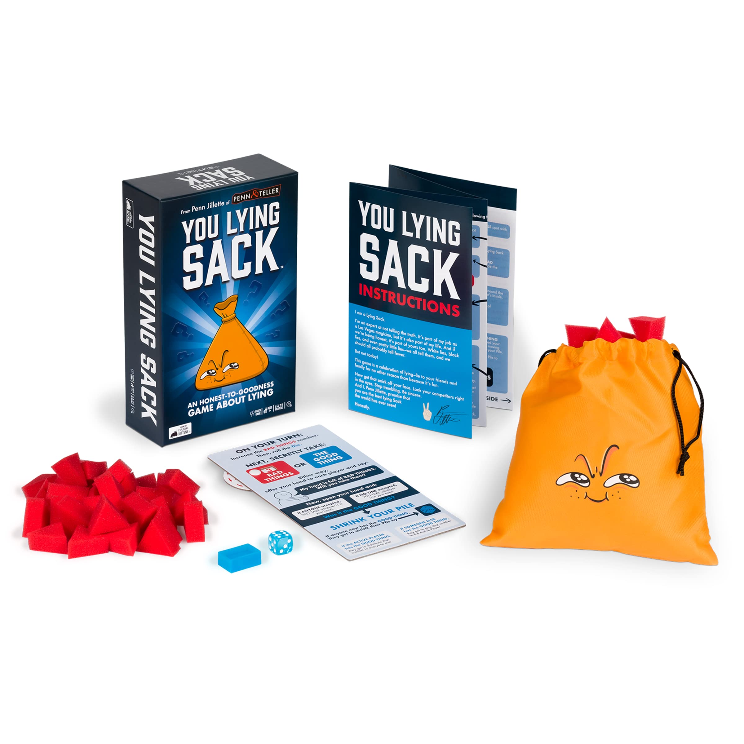 You Lying Sack by Exploding Kittens - 2-5 Players - Ages 7+ - 15 Minutes to Play - Bluffing Board Game - Party Game, Family Game Night, Kid and Adult Board Game