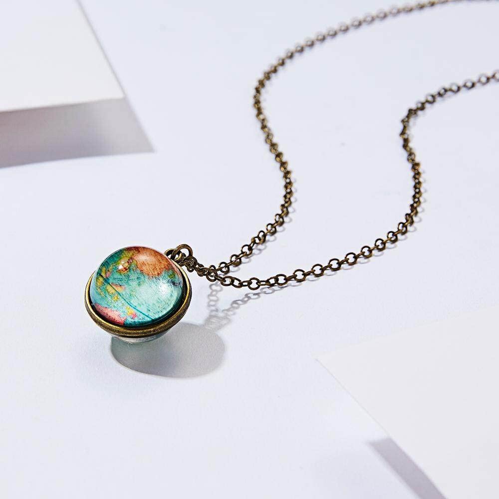 Universe Planet Glowing Pendant Necklace Women Vintage Luminous Nebula Double Sided Glass Glow In The Dark Jewelry Gift Nice and Fashion