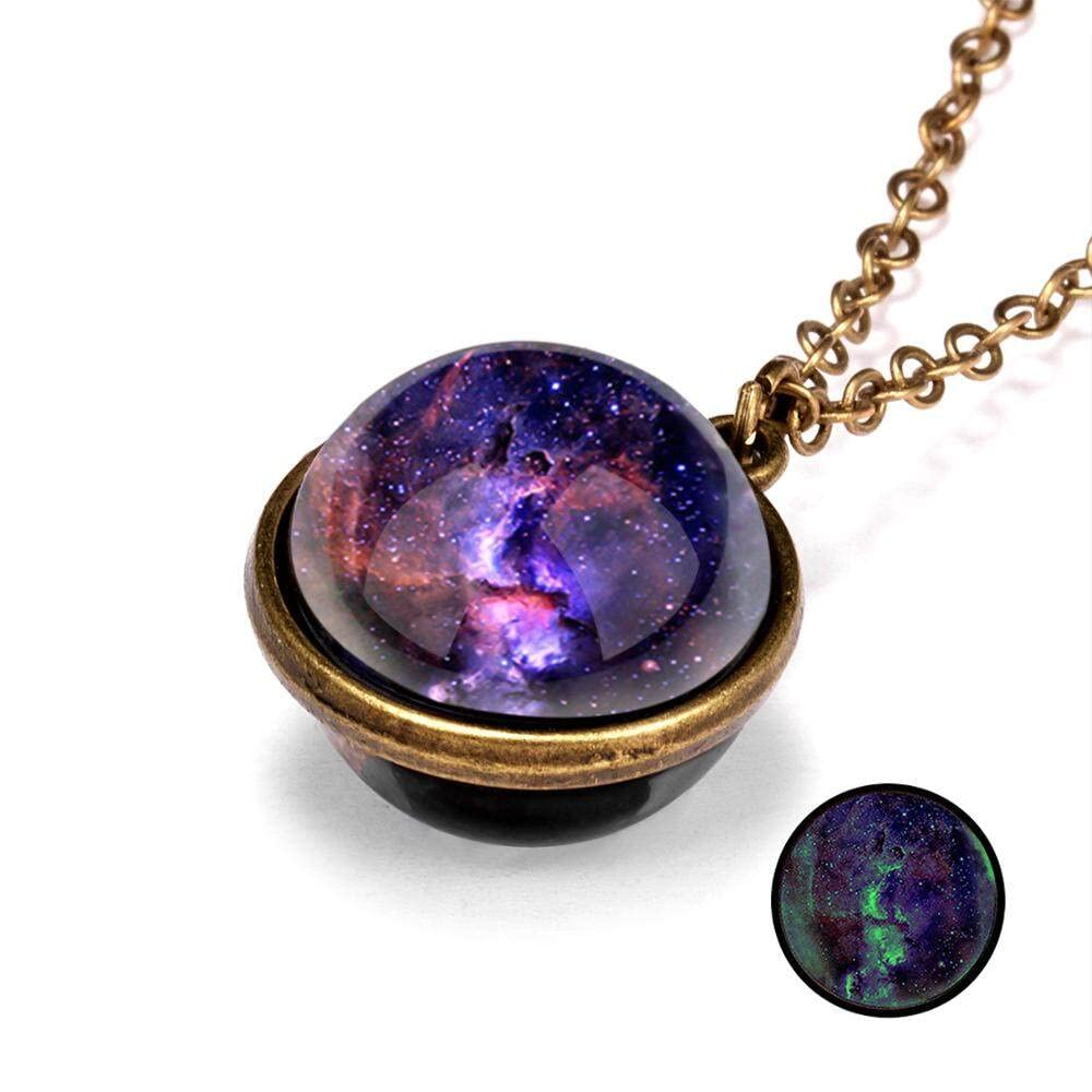 Universe Planet Glowing Pendant Necklace Women Vintage Luminous Nebula Double Sided Glass Glow In The Dark Jewelry Gift Nice and Fashion