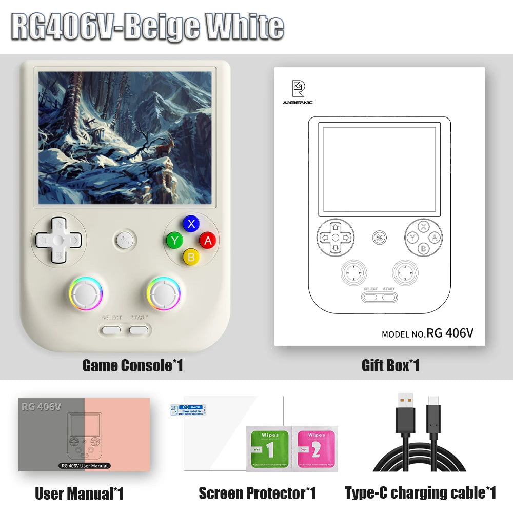 Anbernic RG406V Handheld Game Console RG 406V 4-inch IPS Multi-touch Screen Retro Game Console 128G UFS2.2 Android 13 5500mAh