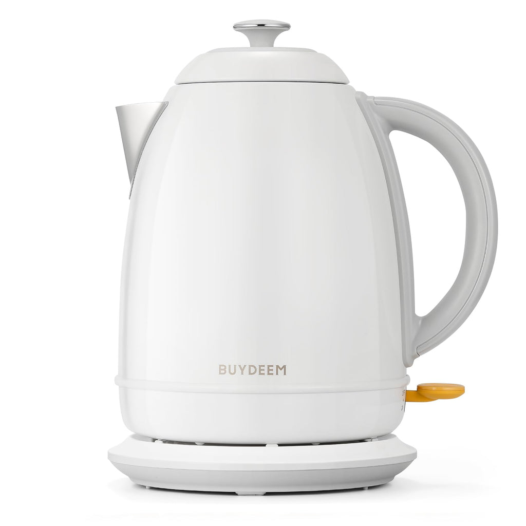 BUYDEEM K640 Stainless Steel Electric Tea Kettle with Auto Shut-Off and Boil Dry Protection, 1.7 Liter Cordless Hot Water Boiler with Swivel Base, 1440W