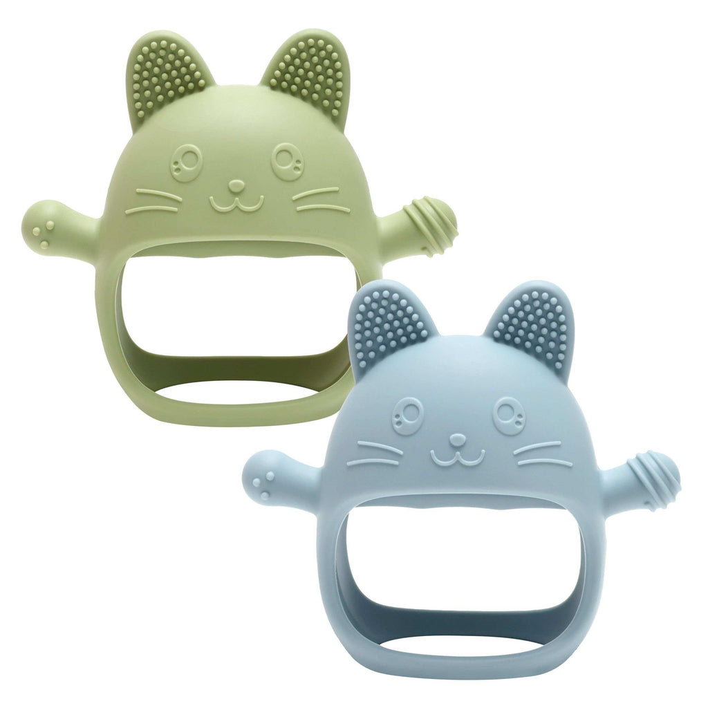 KEIKAI Bright Smiles - Baby Teething Toys, BPA Free 2 Pack Teether Set Toys for Baby 3M+, Silicone Mitten Glove Teether for Comfort Needs, Hand Pacifier Chew Toys for Teething Pain Relief, Baby Pacifier Toys