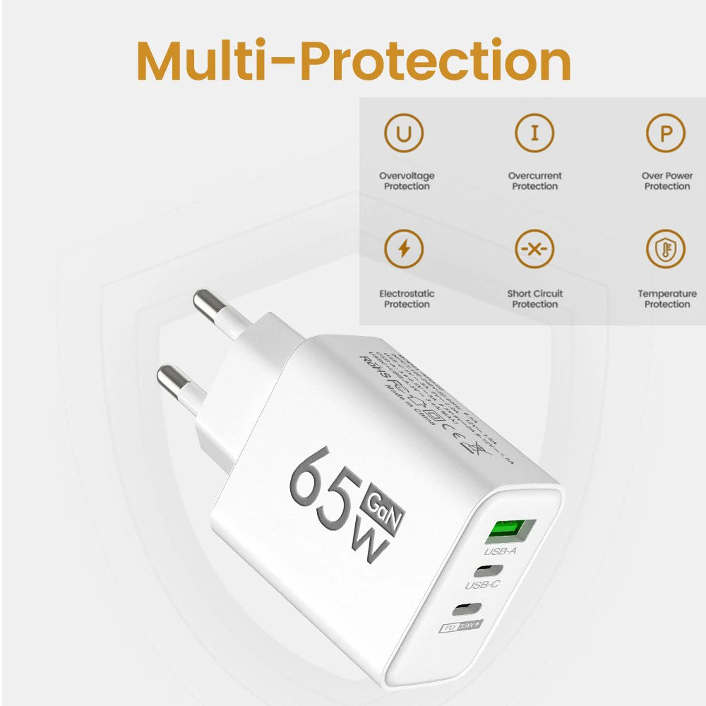 3 in 1 Quick Charge 3.0 USB Charger Type C PD Fast Charging Adapter EU/US/KR Plug Wall Charger For iPhone Xiaomi Samsung Huawei