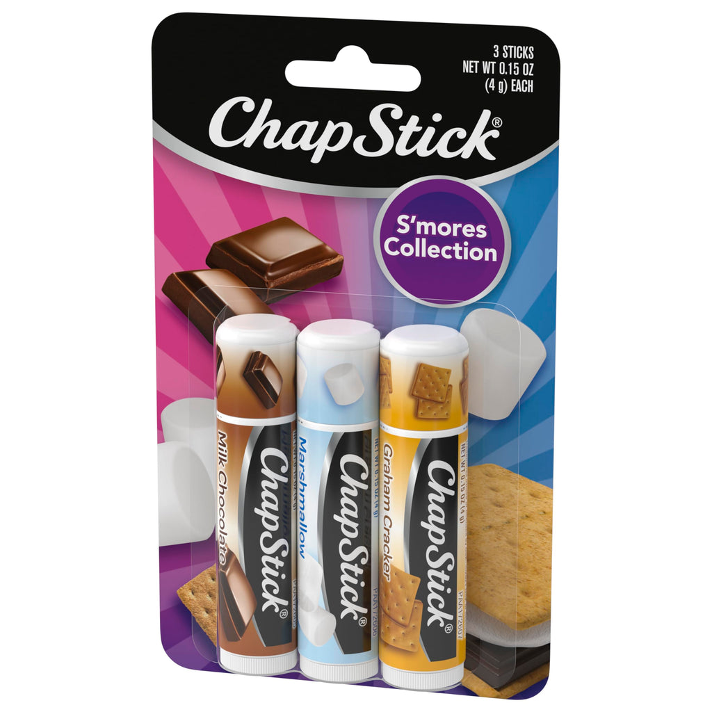 ChapStick (3 Sticks) S'mores Collection flavor skin Protectant Flavored Lip Balm Tube, 0.45 Oz Each
