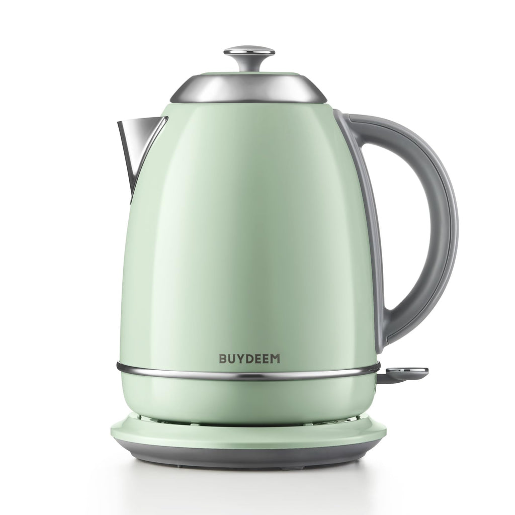 BUYDEEM K640 Stainless Steel Electric Tea Kettle with Auto Shut-Off and Boil Dry Protection, 1.7 Liter Cordless Hot Water Boiler with Swivel Base, 1440W