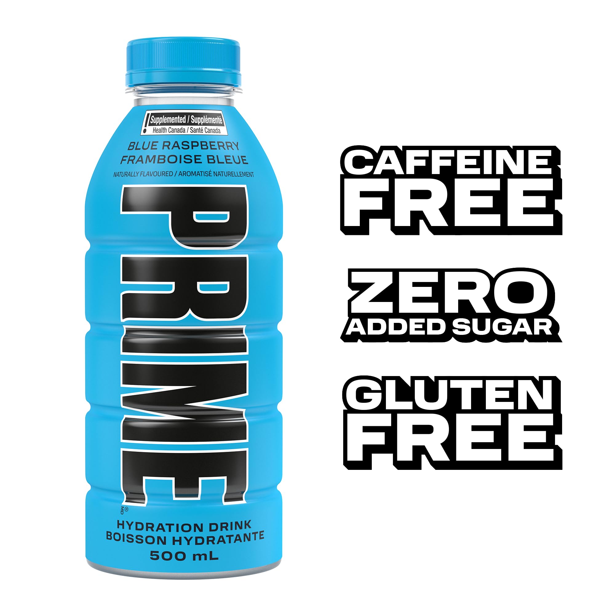 PRIME Hydration BLUE RASPBERRY | Sports Drinks | Electrolyte Enhanced | B Vitamins | Antioxidants | 2g of Sugar | 500 mL | 12 Pack