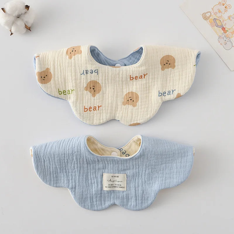 New Two-sided Usable Baby Feeding Drool Bib Infants Wave Lace Saliva Towel Soft Cotton Burp Cloth For Newborn Toddler Kids Bibs