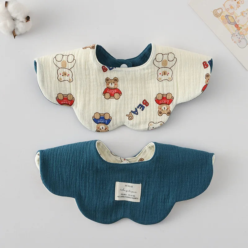 New Two-sided Usable Baby Feeding Drool Bib Infants Wave Lace Saliva Towel Soft Cotton Burp Cloth For Newborn Toddler Kids Bibs