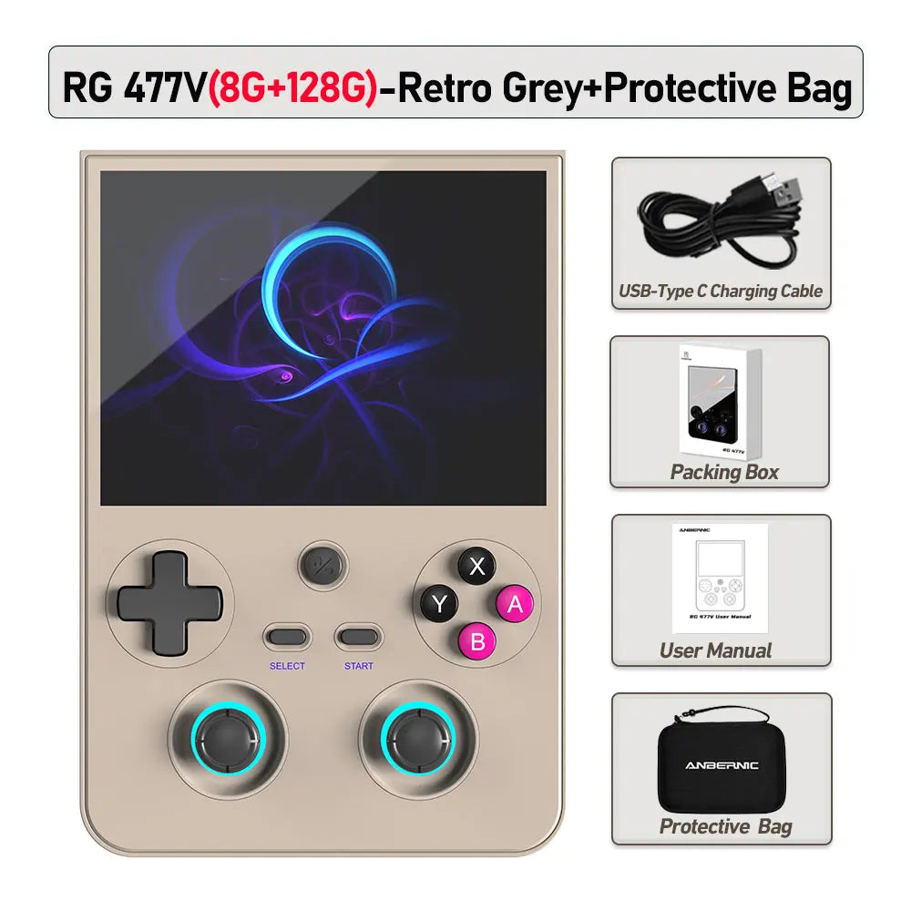 ANBERNIC RG 477V Retro Game Console Android 14 Dimensity 8300 Game Player 4.7" LTPS In-Cell Screen 5500mAh Wi-Fi 6E Hall joystic