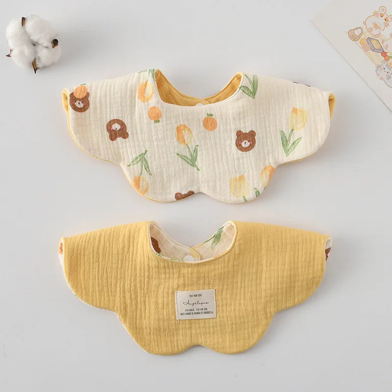 New Two-sided Usable Baby Feeding Drool Bib Infants Wave Lace Saliva Towel Soft Cotton Burp Cloth For Newborn Toddler Kids Bibs