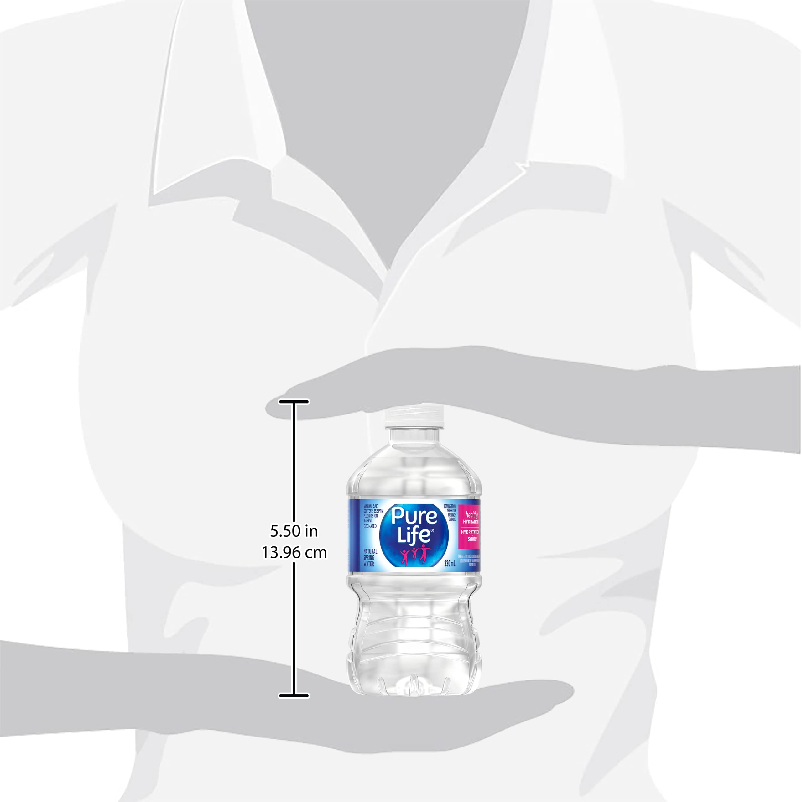 Pure Life Natural Spring Water 330ml, Plastic Bottled Water, 12 Pack