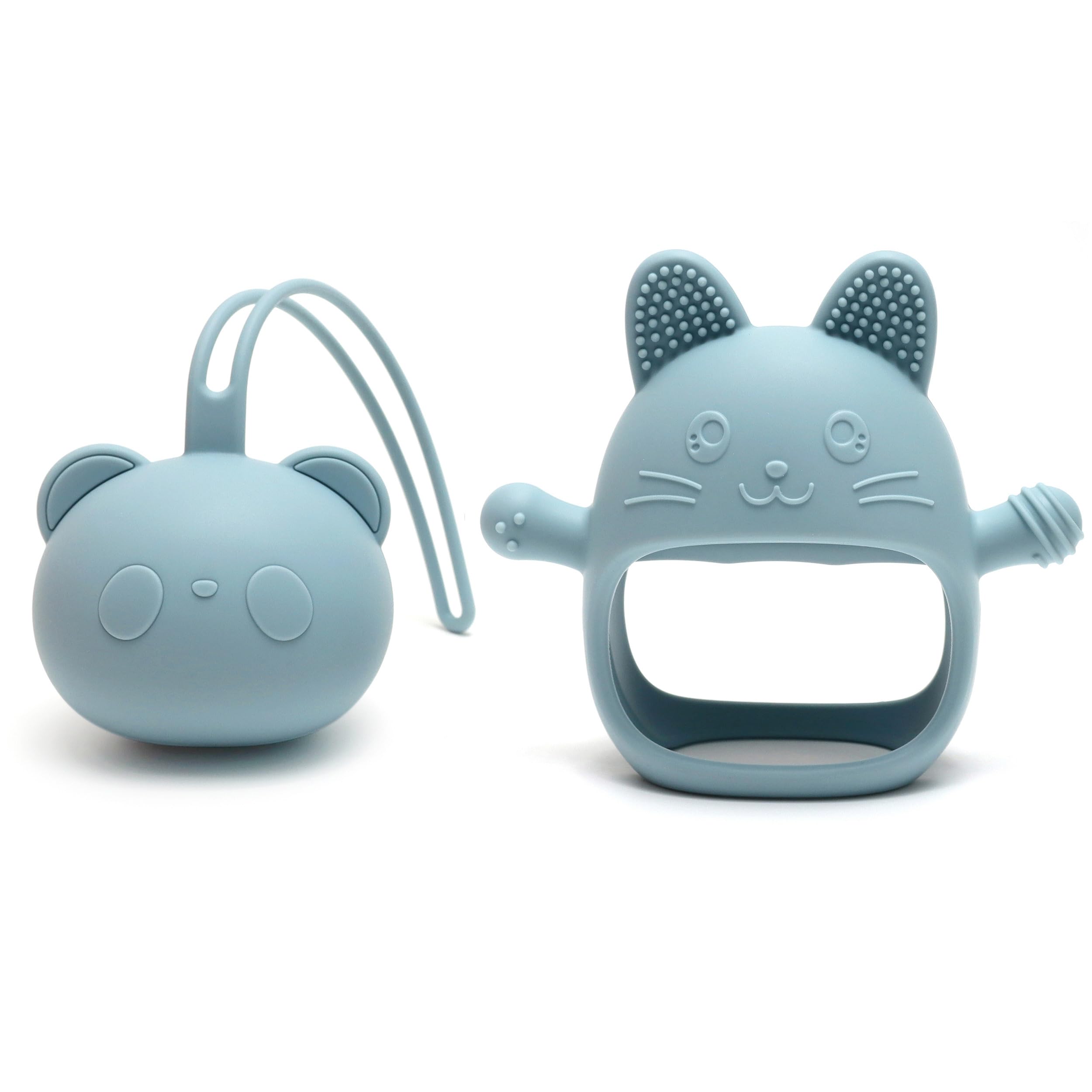 KEIKAI Bright Smiles - Baby Teething Toys, BPA Free 2 Pack Teether Set Toys for Baby 3M+, Silicone Mitten Glove Teether for Comfort Needs, Hand Pacifier Chew Toys for Teething Pain Relief, Baby Pacifier Toys