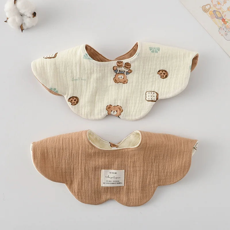 New Two-sided Usable Baby Feeding Drool Bib Infants Wave Lace Saliva Towel Soft Cotton Burp Cloth For Newborn Toddler Kids Bibs