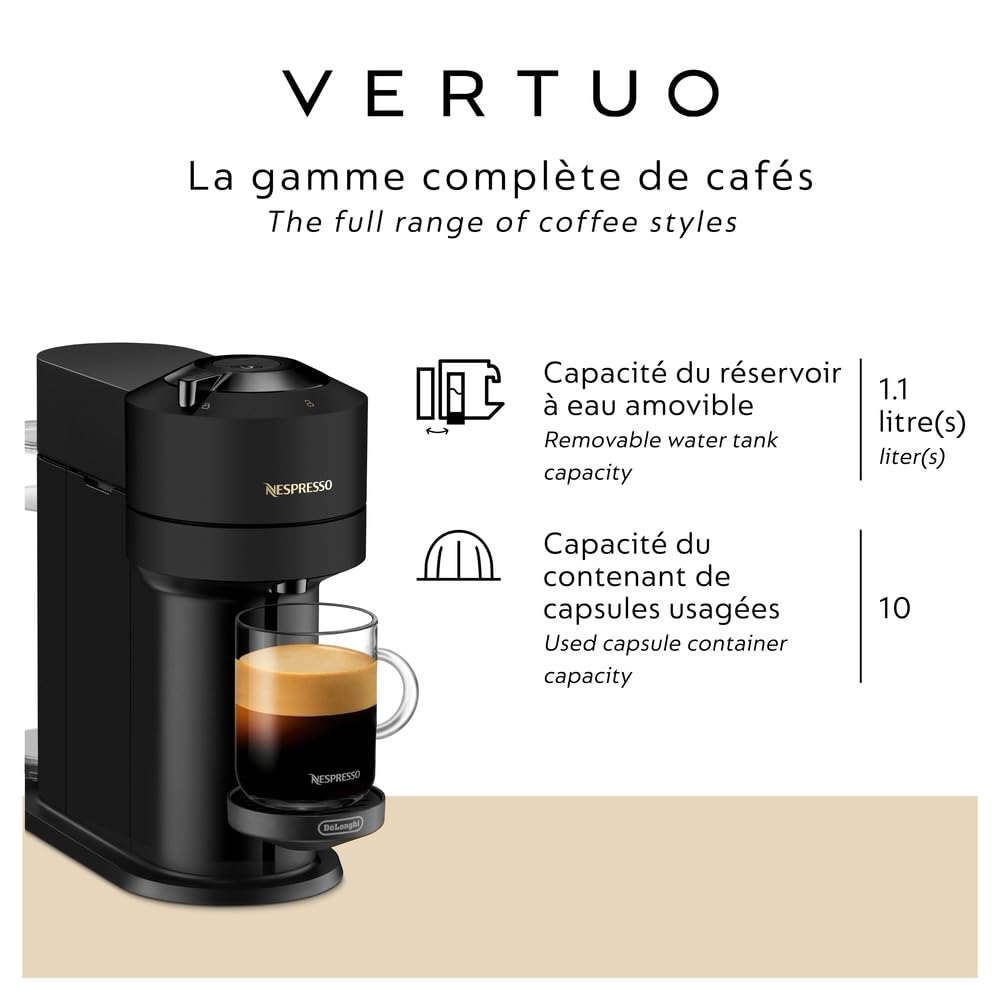 Nespresso Vertuo Next Single Serve Coffee and Espresso Machine by De'Longhi