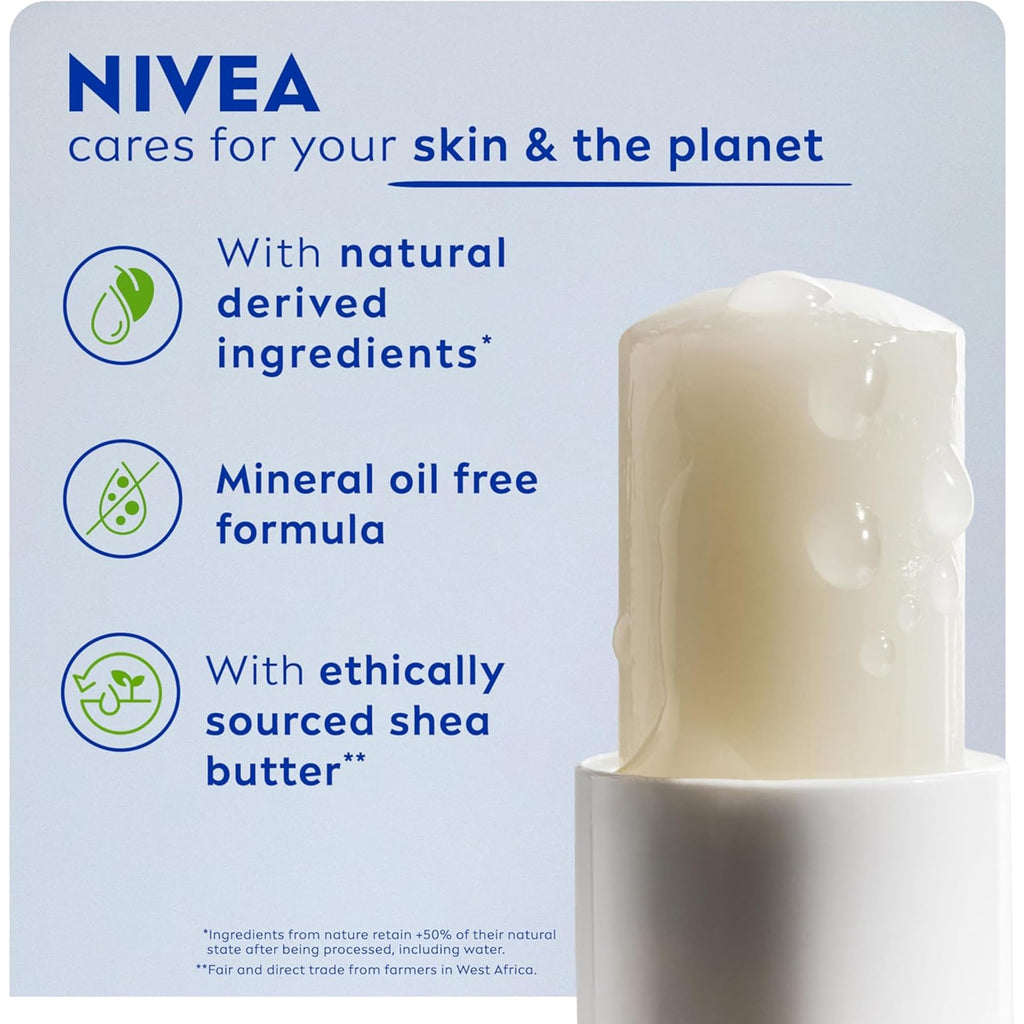 NIVEA Hydro Care Lip Balm, (2 X 4.8g) | Made with Aloe Vera & Shea Butter, 24H Hydration, Transparent