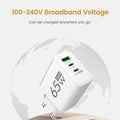 Total 65W GaN USB Type C Charger Fast Charging Mobile Phone Charge Adapter For iPhone Samsung Xiaomi Huawei QC 3.0 Wall Charger