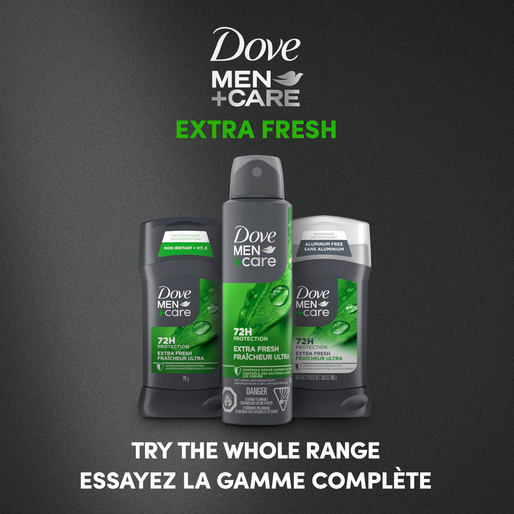 Dove Men+Care Antiperspirant Stick for 72h sweat & odour protection Extra Fresh with Triple Action moisturizer to help prevent skin irritation caused by dryness, 76g (Pack of 4)