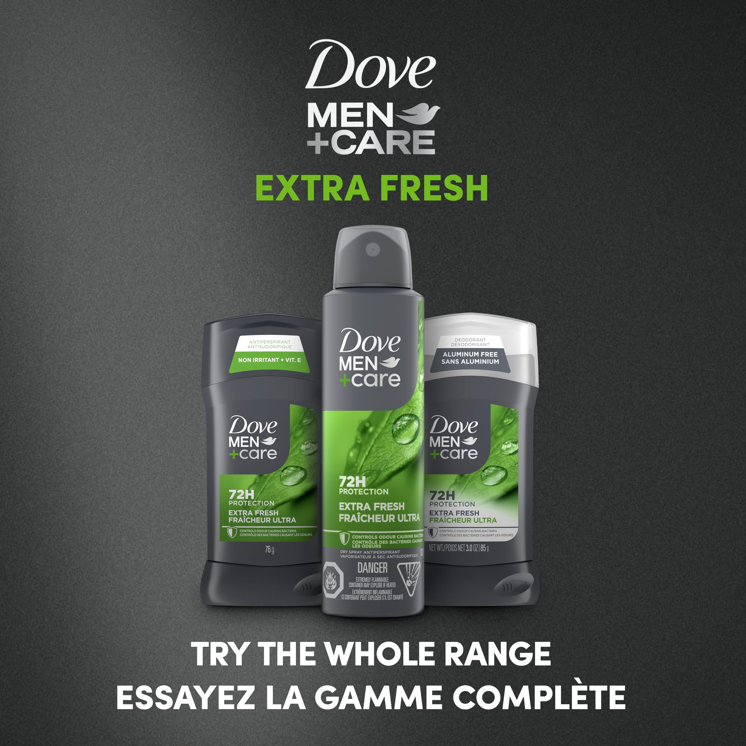 Dove Men+Care Antiperspirant Stick for 72h sweat & odour protection Extra Fresh with Triple Action moisturizer to help prevent skin irritation caused by dryness, 76g (Pack of 4)