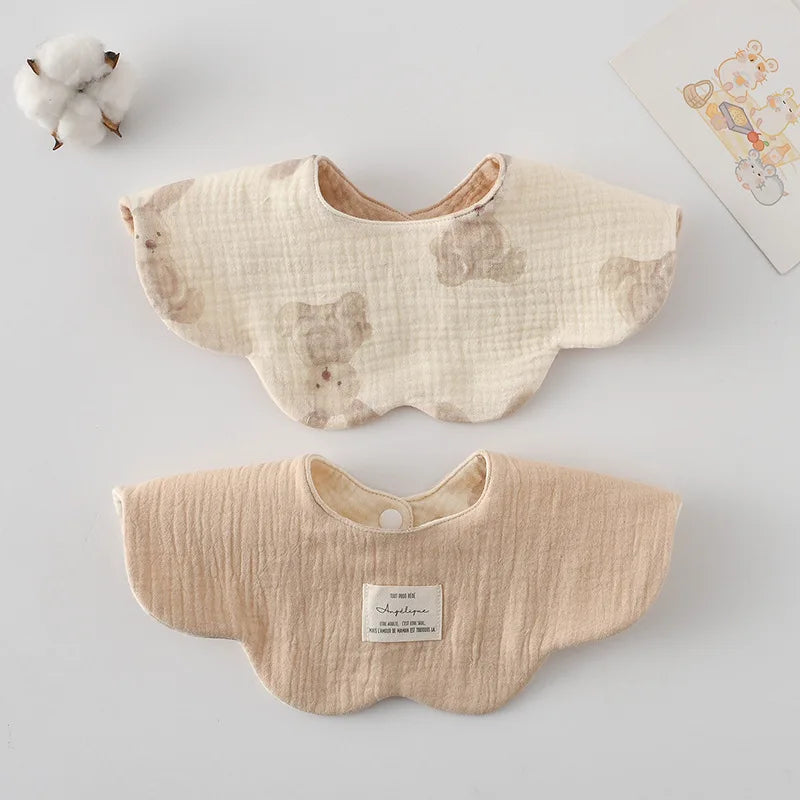 New Two-sided Usable Baby Feeding Drool Bib Infants Wave Lace Saliva Towel Soft Cotton Burp Cloth For Newborn Toddler Kids Bibs