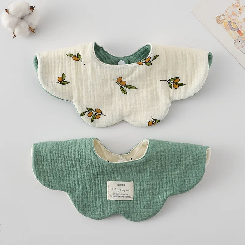 New Two-sided Usable Baby Feeding Drool Bib Infants Wave Lace Saliva Towel Soft Cotton Burp Cloth For Newborn Toddler Kids Bibs