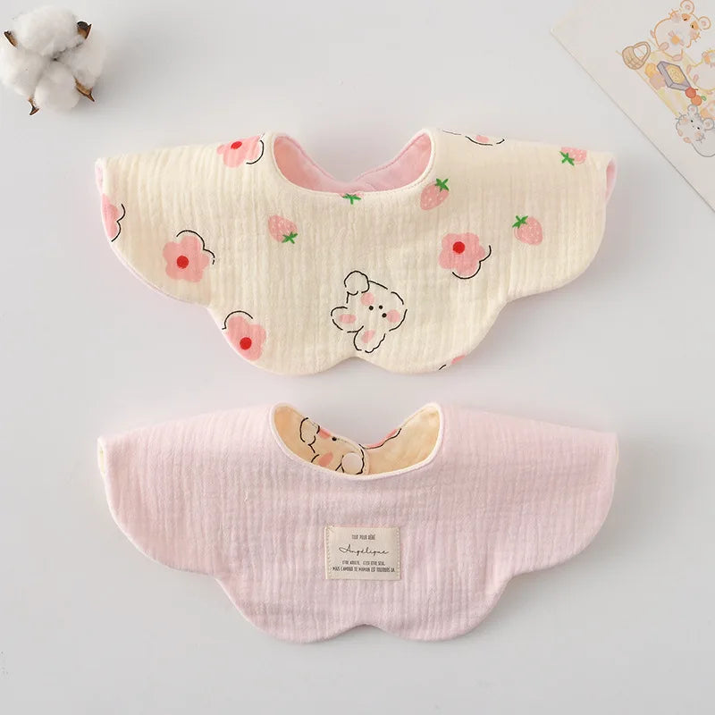 New Two-sided Usable Baby Feeding Drool Bib Infants Wave Lace Saliva Towel Soft Cotton Burp Cloth For Newborn Toddler Kids Bibs
