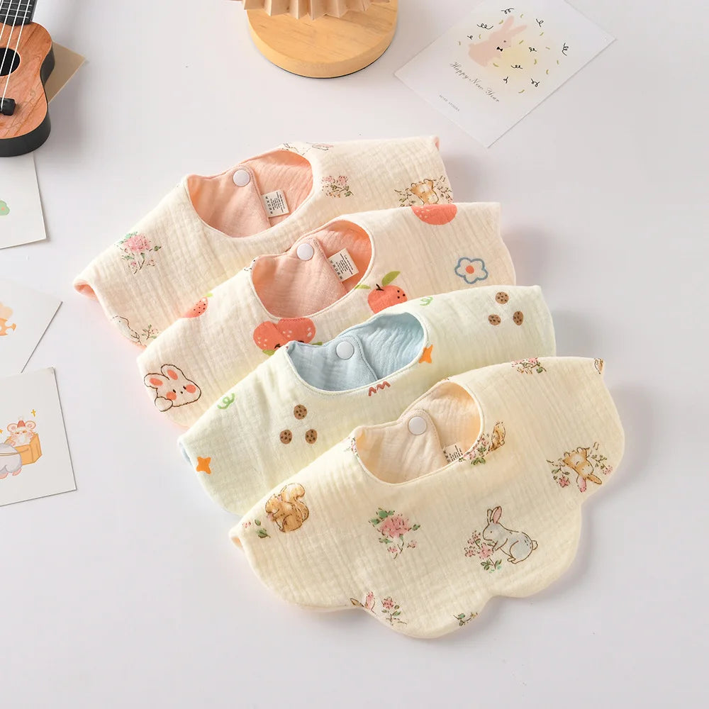 New Two-sided Usable Baby Feeding Drool Bib Infants Wave Lace Saliva Towel Soft Cotton Burp Cloth For Newborn Toddler Kids Bibs