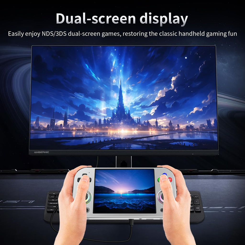 RG477M Retro Handheld Game Console , Aluminum Alloy CNC 4.7 Inch LTPS in-Cell Screen NO Game Card (Silver Blade)