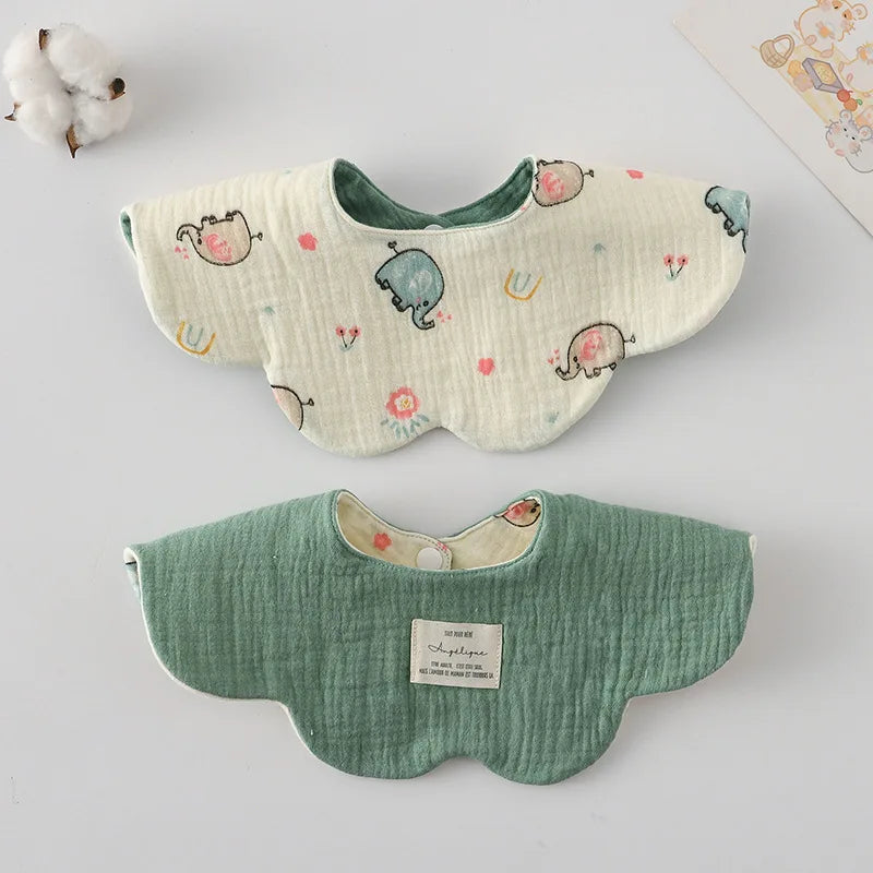 New Two-sided Usable Baby Feeding Drool Bib Infants Wave Lace Saliva Towel Soft Cotton Burp Cloth For Newborn Toddler Kids Bibs