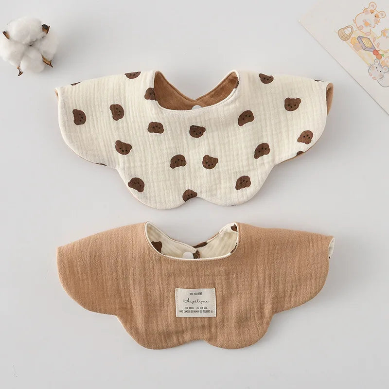 New Two-sided Usable Baby Feeding Drool Bib Infants Wave Lace Saliva Towel Soft Cotton Burp Cloth For Newborn Toddler Kids Bibs