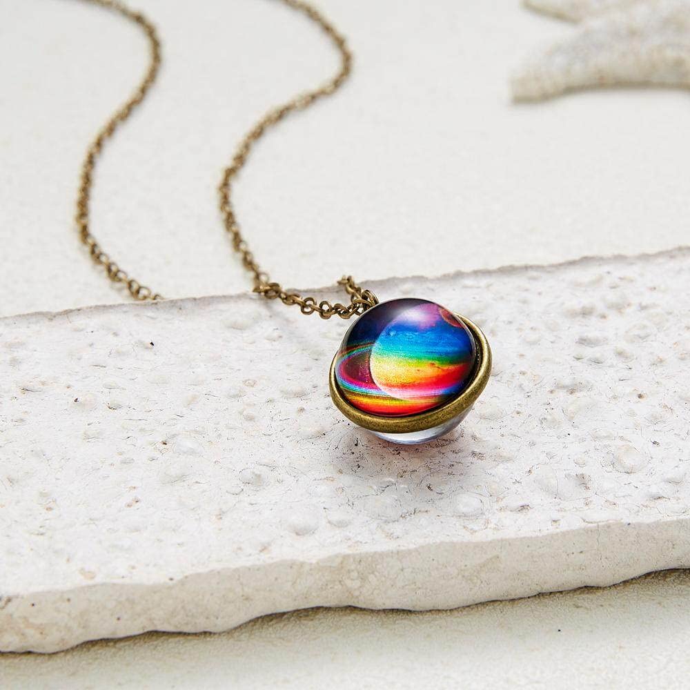 Universe Planet Glowing Pendant Necklace Women Vintage Luminous Nebula Double Sided Glass Glow In The Dark Jewelry Gift Nice and Fashion