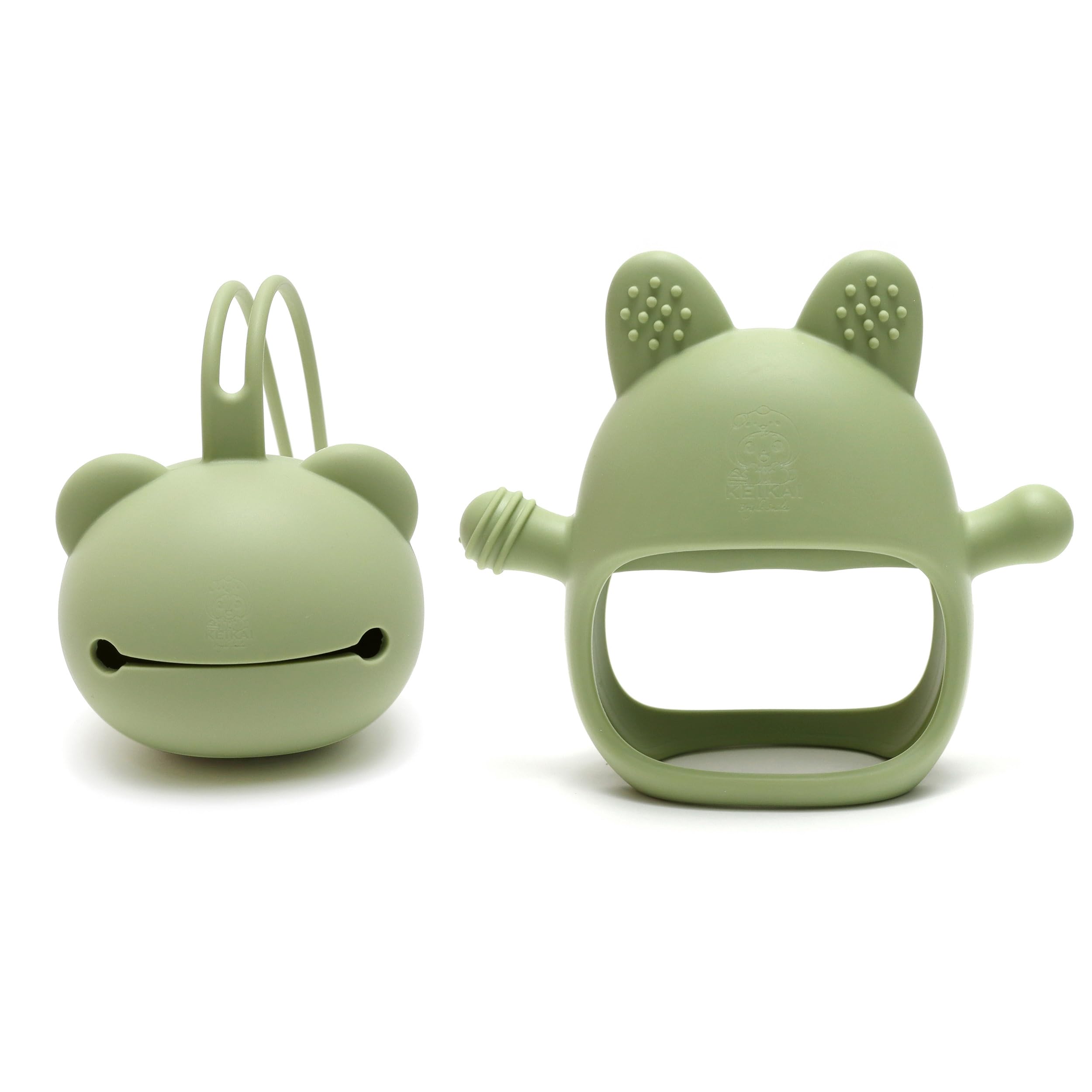 KEIKAI Bright Smiles - Baby Teething Toys, BPA Free 2 Pack Teether Set Toys for Baby 3M+, Silicone Mitten Glove Teether for Comfort Needs, Hand Pacifier Chew Toys for Teething Pain Relief, Baby Pacifier Toys