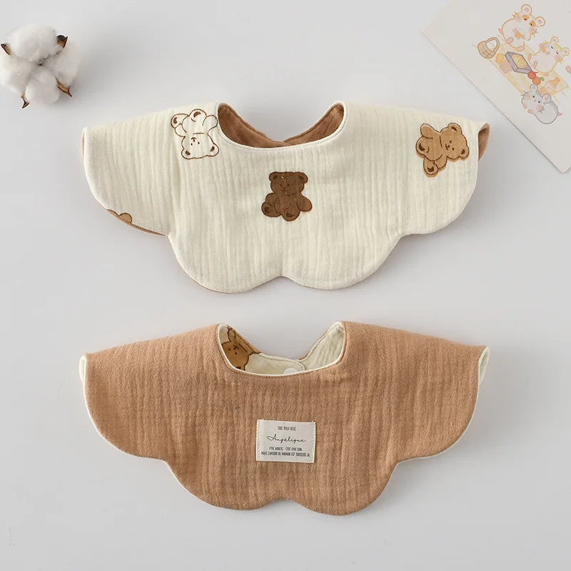 New Two-sided Usable Baby Feeding Drool Bib Infants Wave Lace Saliva Towel Soft Cotton Burp Cloth For Newborn Toddler Kids Bibs